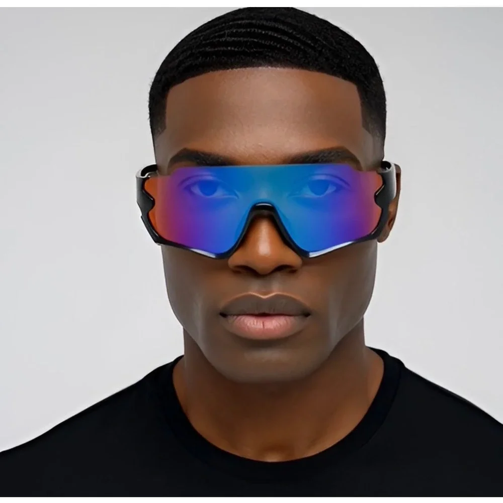 Sport Sunglasses Wraparound Blue Mirrored‎ Lens UV400 Mens Outdoor Eyewear 2026